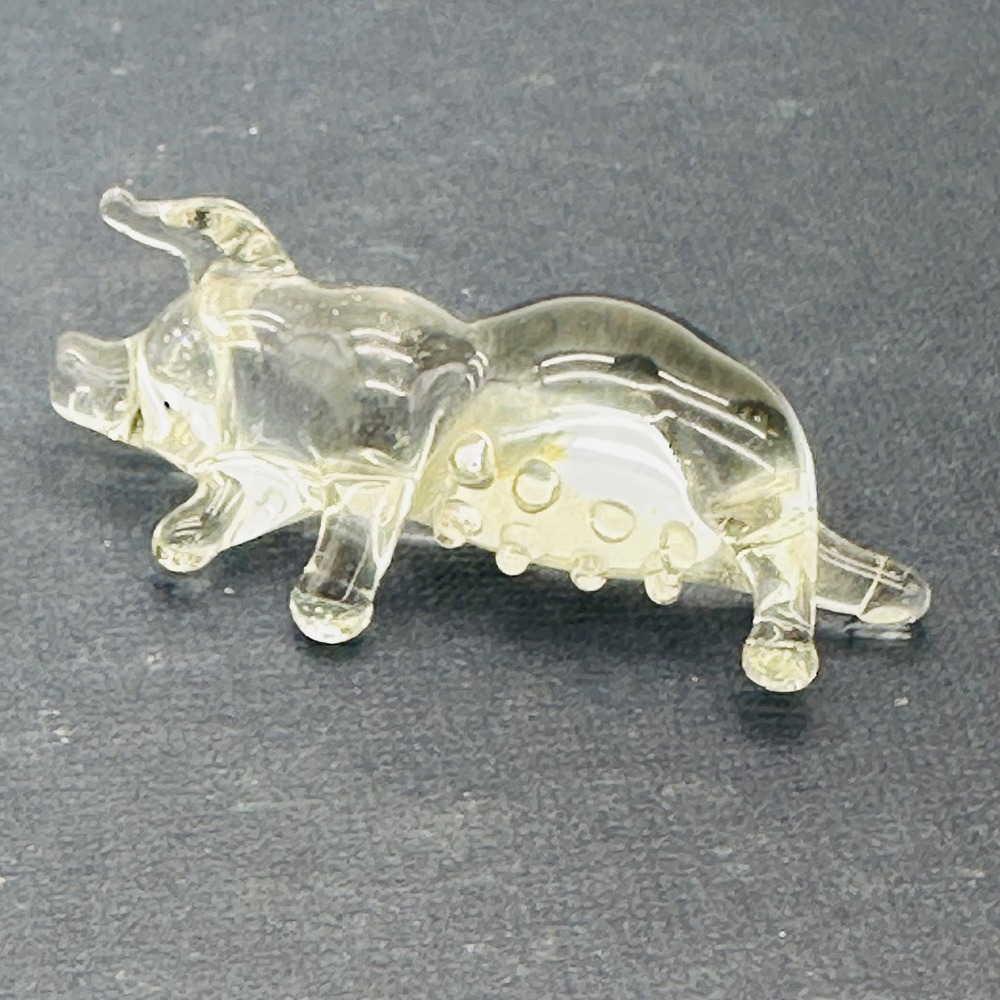 Clear Glass Pig Sow Miniature Figurine Art Glass 2" Figure Farm Animal Charm